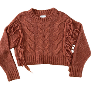 Urban Outfitters Fringe Boho Sweater Rust Size XS Oversized
